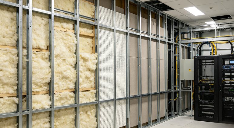 轻钢龙骨与高密度隔音棉墙体骨架施工实拍